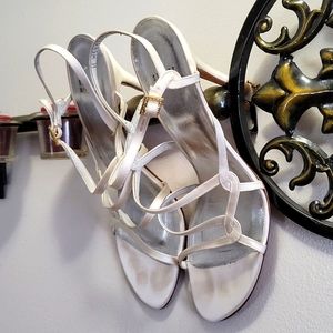 Stuart weitzman Satin Crysal Buckle Strappy Heels